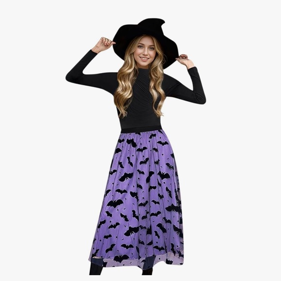 Tulle Purple and Black Bat Print Skirt XXL-XXXL - Picture 5 of 5